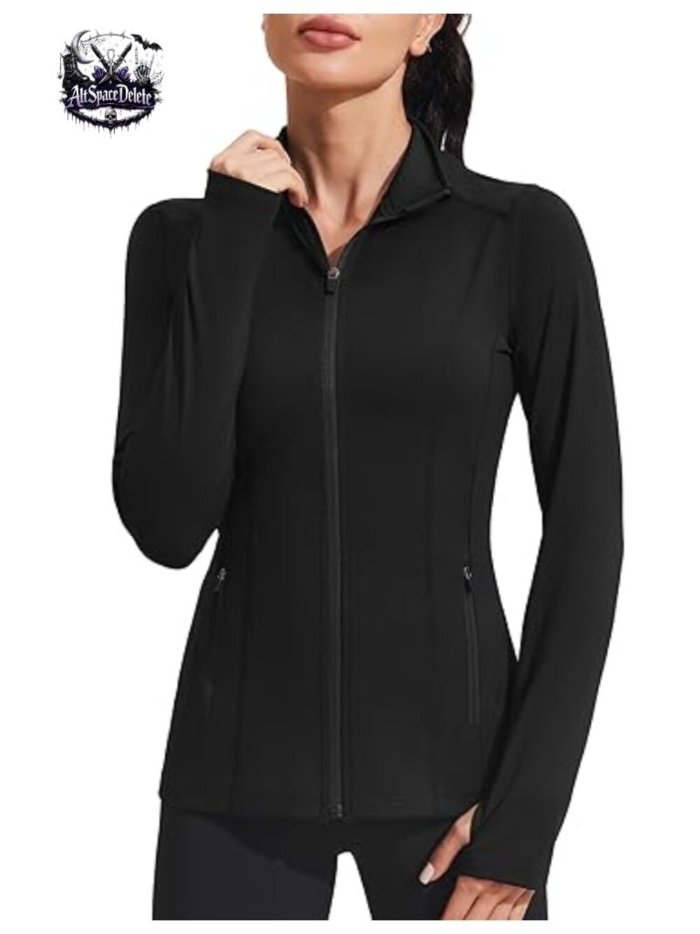 Slim Fit Athletic Jacket Full Zip Workout Running Thumbholes